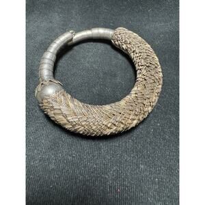 Stunning Vintage Silver Tone Scale Torque Bracelet Chunky Sculptural Statement